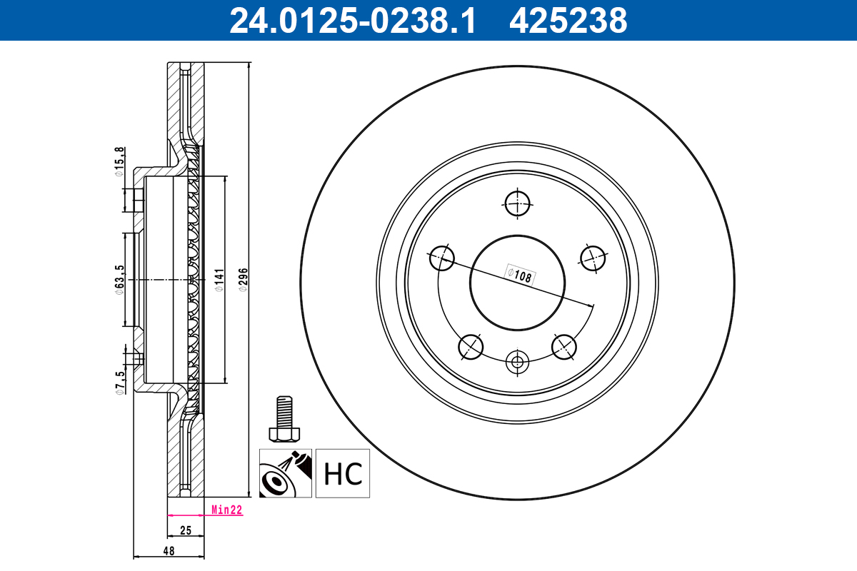 ATE Remschijf 24.0125-0238.1