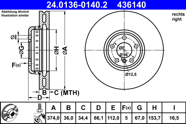 ATE Remschijf 24.0136-0140.2