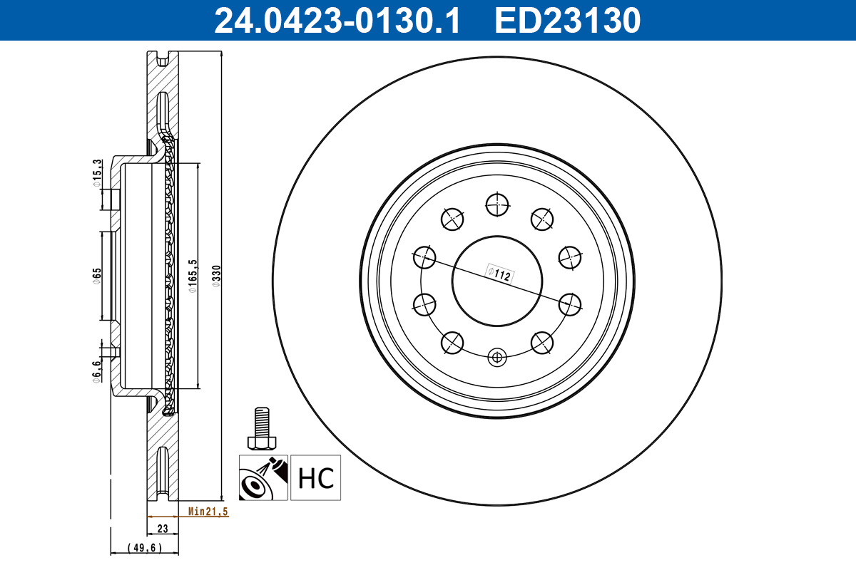ATE Remschijf 24.0423-0130.1