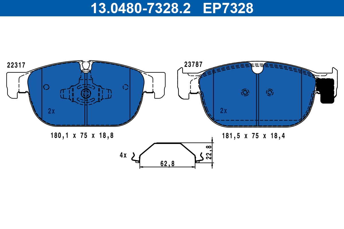 ATE Remblokkenset, schijfrem 13.0480-7328.2