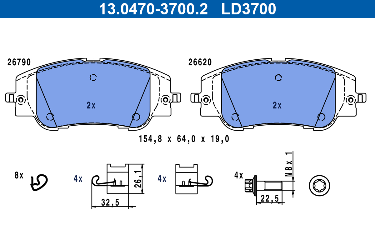 ATE Remblokkenset, schijfrem 13.0470-3700.2