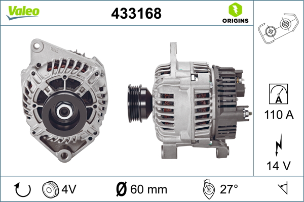 Valeo Alternator/Dynamo 433168