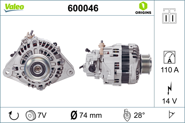 Valeo Alternator/Dynamo 600046