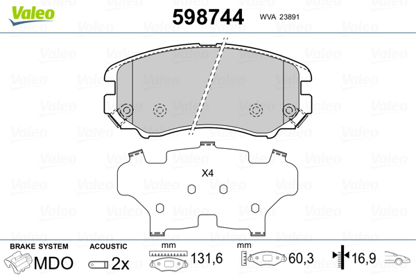 Valeo Remblokset 598744