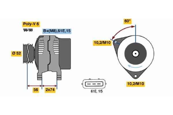 Bosch Alternator/Dynamo 0 123 325 015