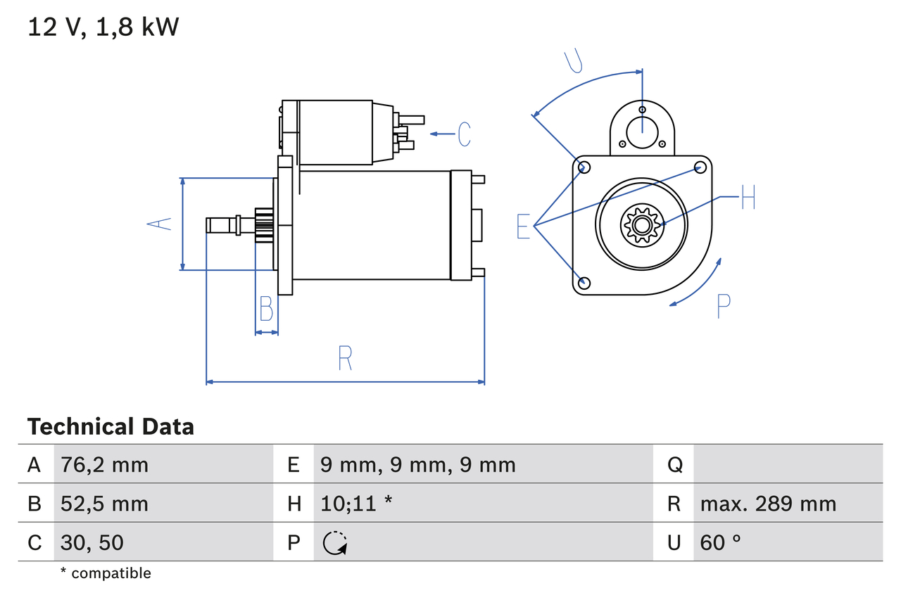 Bosch Starter 0 986 016 190