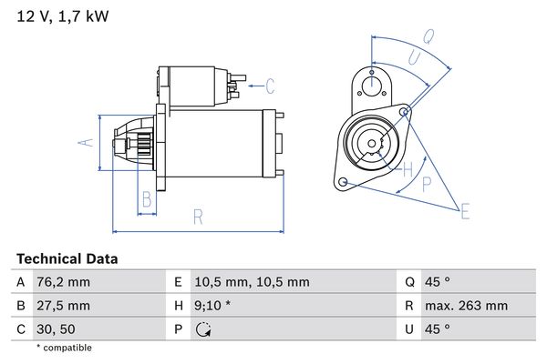 Bosch Starter 0 986 018 070