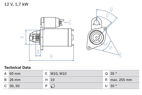 Bosch Starter 0 986 018 170