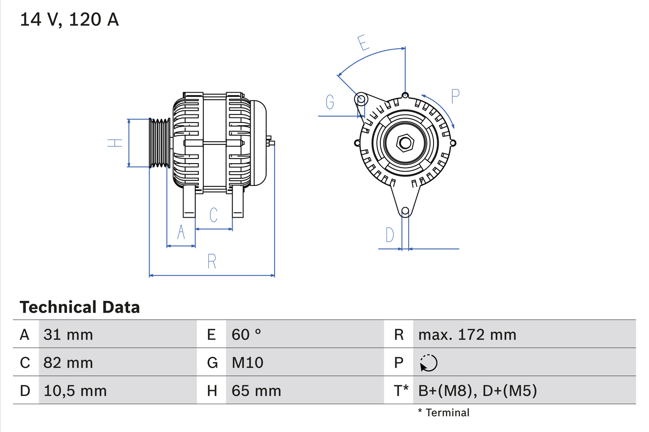 Bosch Alternator/Dynamo 0 986 038 180