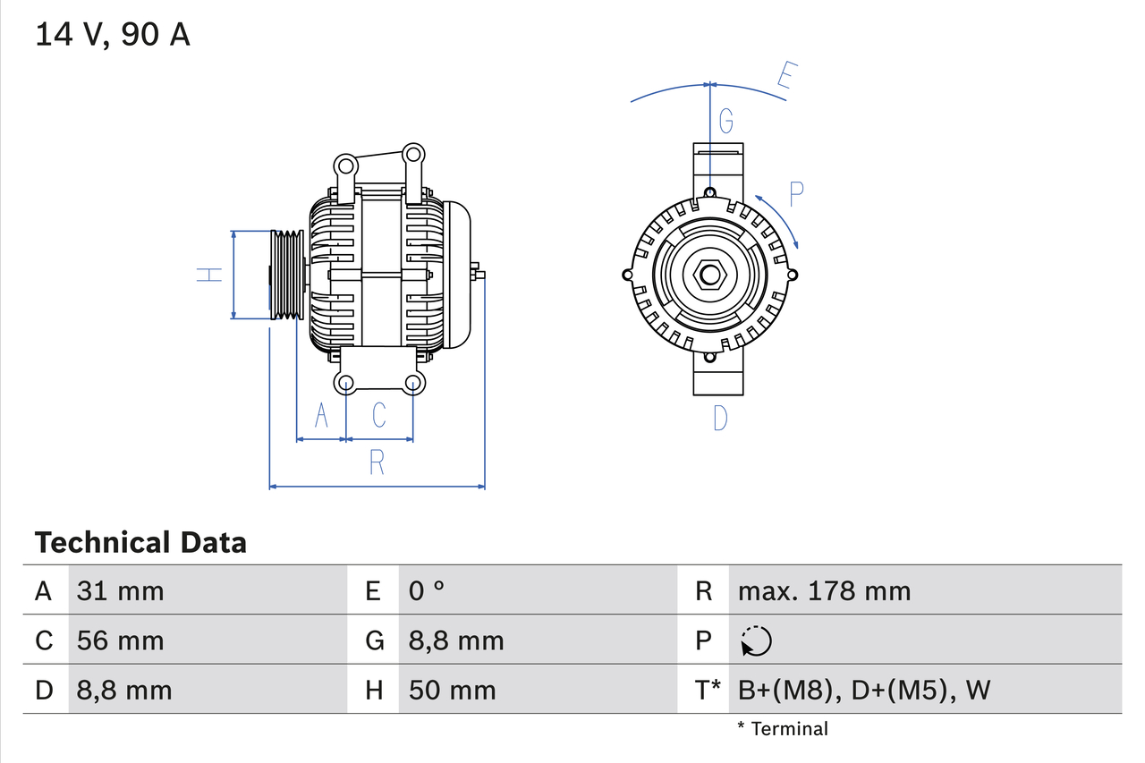 Bosch Alternator/Dynamo 0 986 041 530