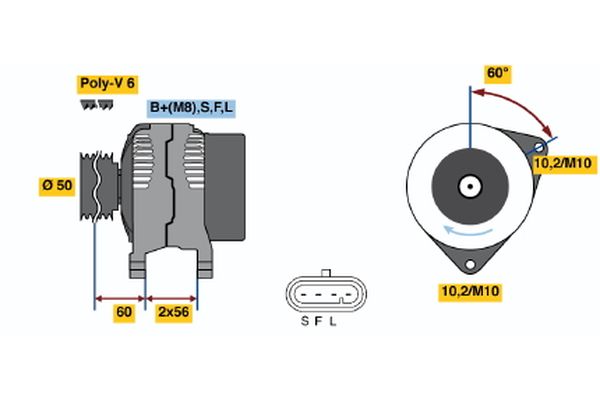 Bosch Alternator/Dynamo 0 986 044 521