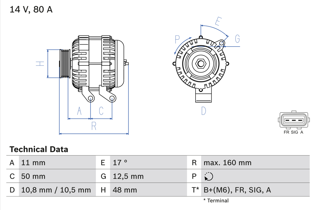 Bosch Alternator/Dynamo 0 986 044 701