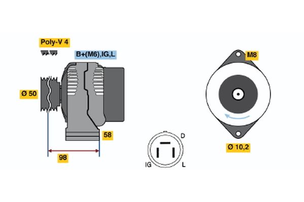 Bosch Alternator/Dynamo 0 986 044 981