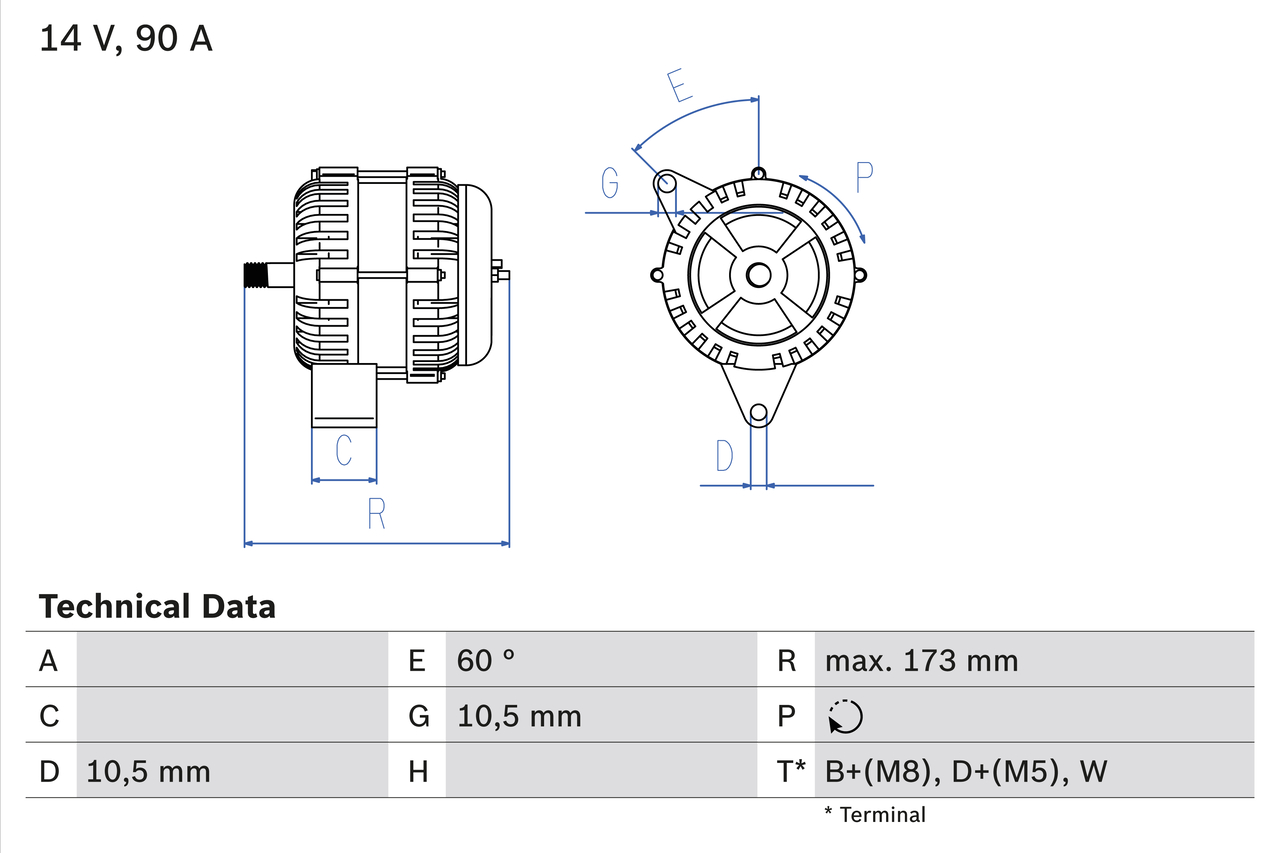 Bosch Alternator/Dynamo 0 986 046 000