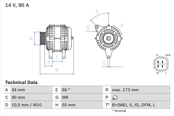 Bosch Alternator/Dynamo 0 986 046 110