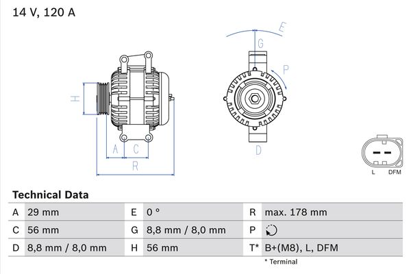 Bosch Alternator/Dynamo 0 986 046 160