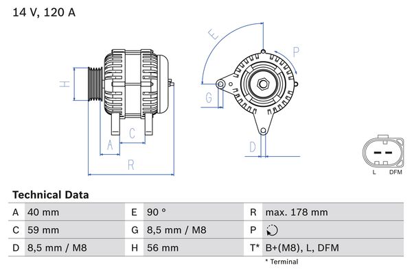 Bosch Alternator/Dynamo 0 986 048 530