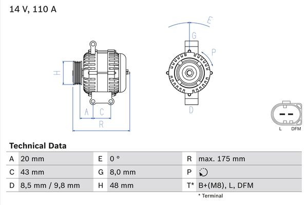 Bosch Alternator/Dynamo 0 986 048 750