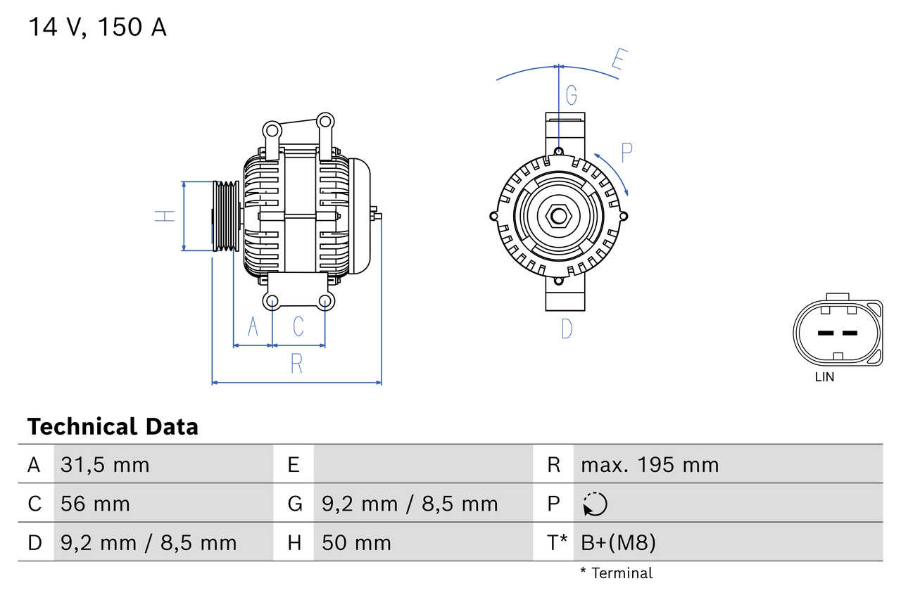 Bosch Alternator/Dynamo 0 986 048 970