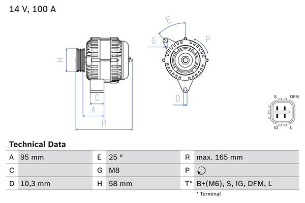 Bosch Alternator/Dynamo 0 986 082 010