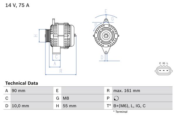 Bosch Alternator/Dynamo 0 986 082 900