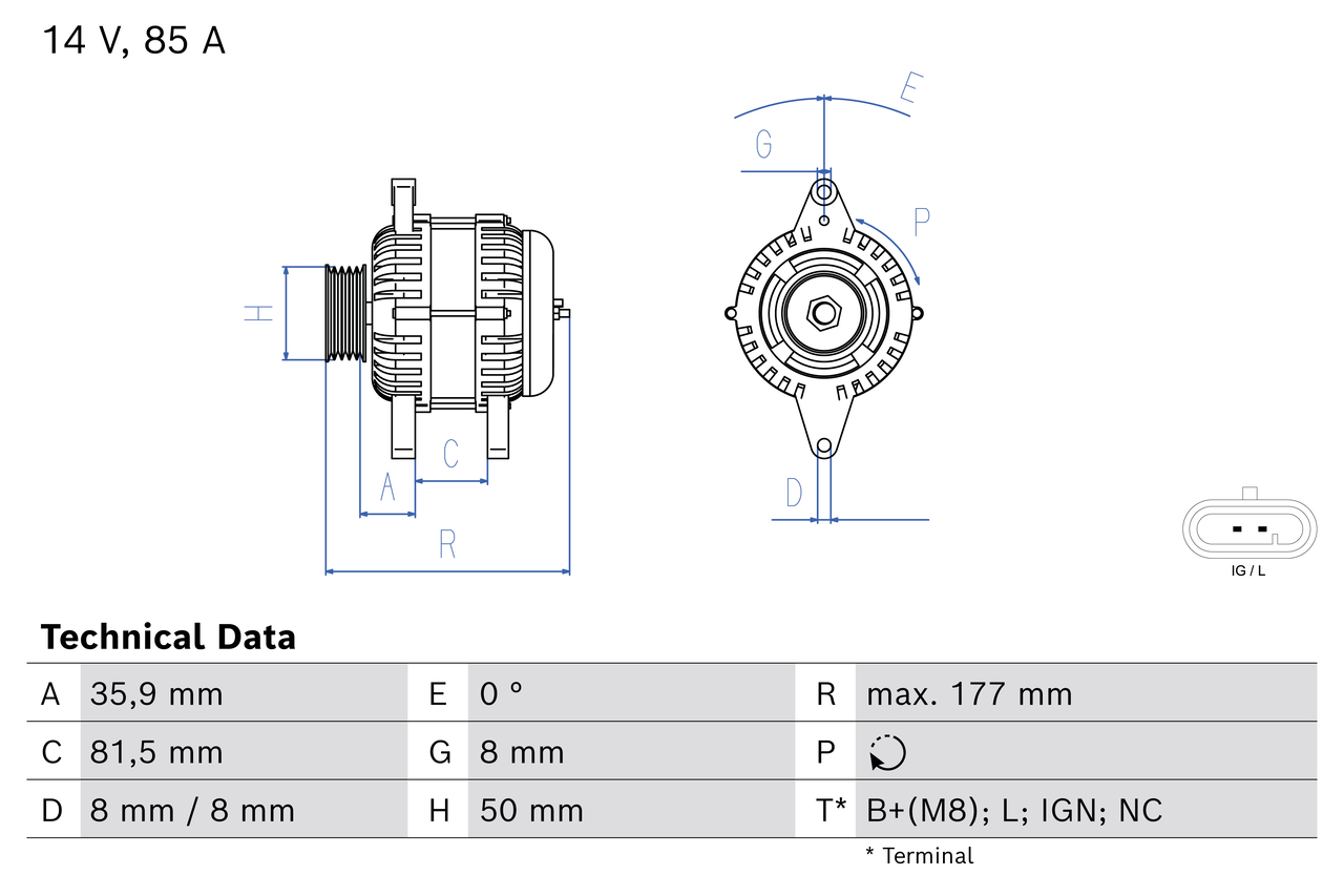 Bosch Alternator/Dynamo 0 986 086 400