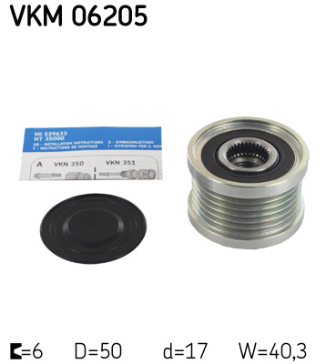 SKF Vrijloop koppeling dynamo VKM 06205