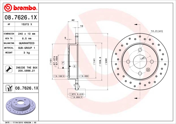 Brembo Remschijven 08.7626.1X