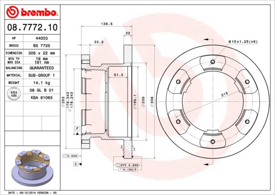 Brembo Remschijven 08.7772.10