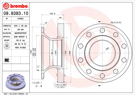 Brembo Remschijven 08.8383.10