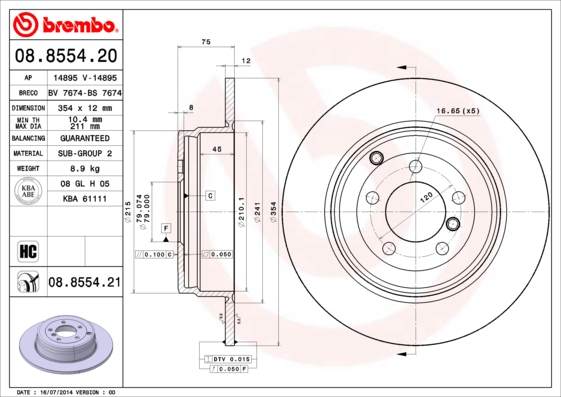 Brembo Remschijven 08.8554.21