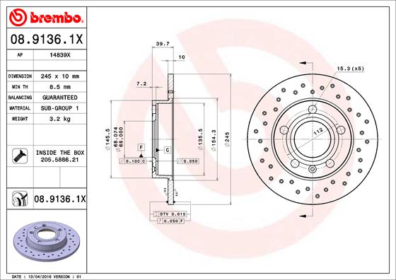 Brembo Remschijven 08.9136.1X