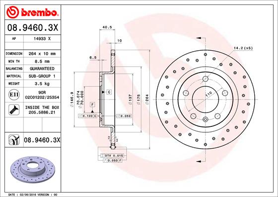 Brembo Remschijven 08.9460.3X