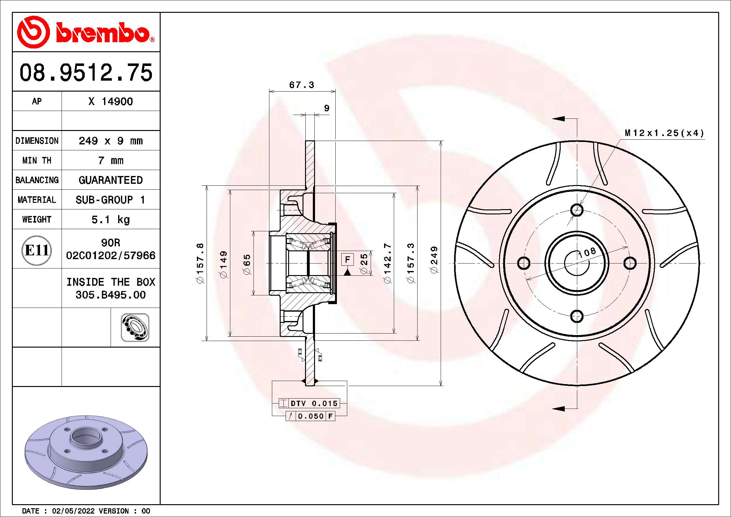 Brembo Remschijven 08.9512.75