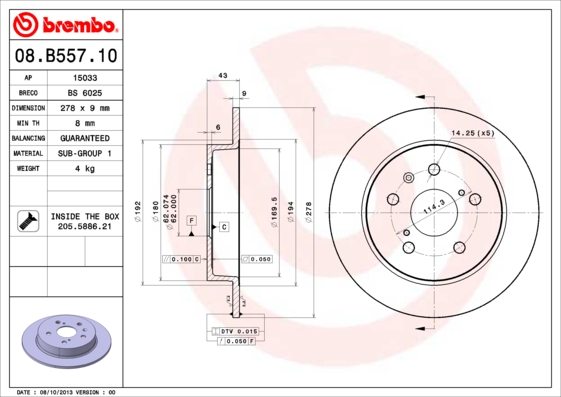 Brembo Remschijven 08.B557.10