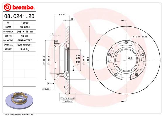 Brembo Remschijven 08.C241.20