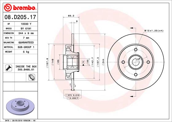 Brembo Remschijven 08.D205.17