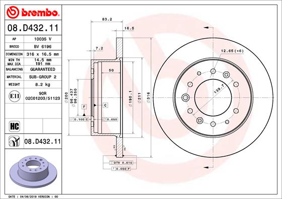 Brembo Remschijven 08.D432.11