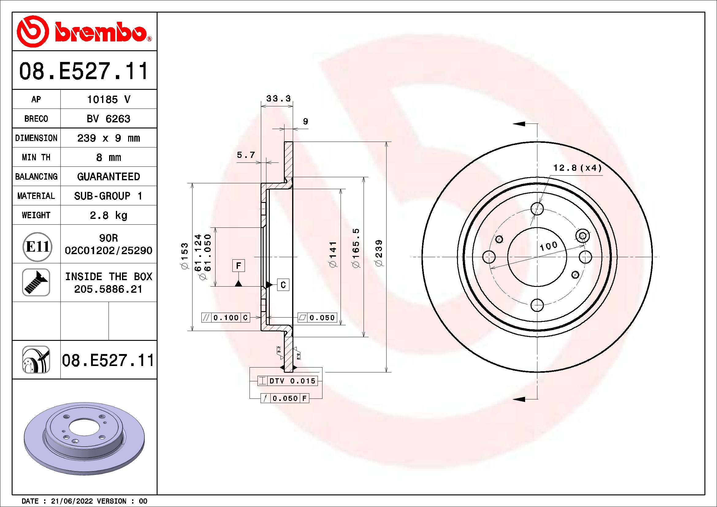 Brembo Remschijven 09.E528.11