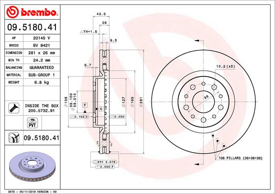 Brembo Remschijven 09.5180.41