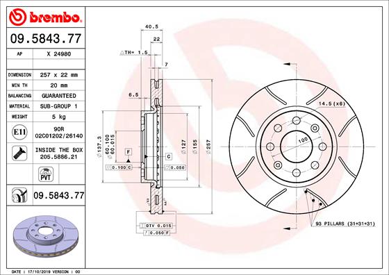 Brembo Remschijven 09.5843.77