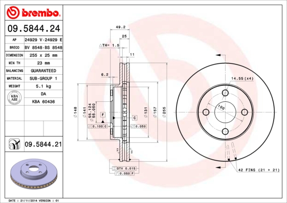 Brembo Remschijven 09.5844.21