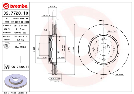 Brembo Remschijven 09.7720.10