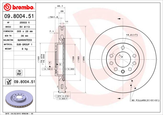 Brembo Remschijven 09.8004.51