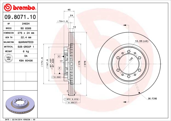 Brembo Remschijven 09.8071.11