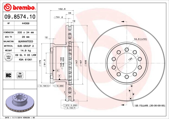 Brembo Remschijven 09.8574.10