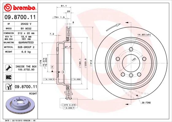 Brembo Remschijven 09.8700.11