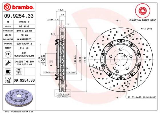 Brembo Remschijven 09.9254.33