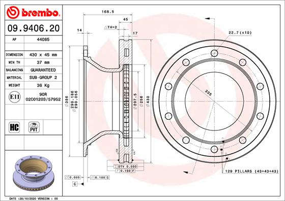 Brembo Remschijven 09.9406.20