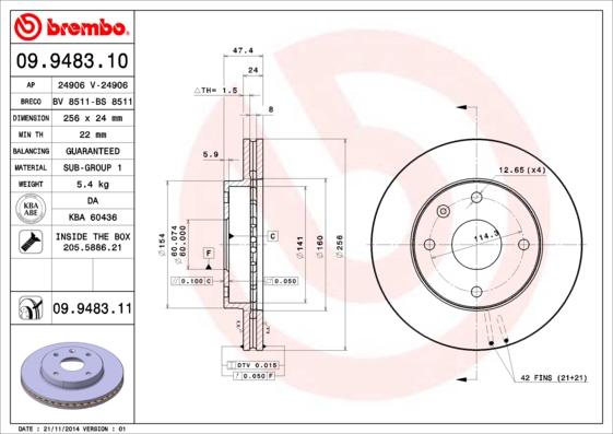 Brembo Remschijven 09.9483.11